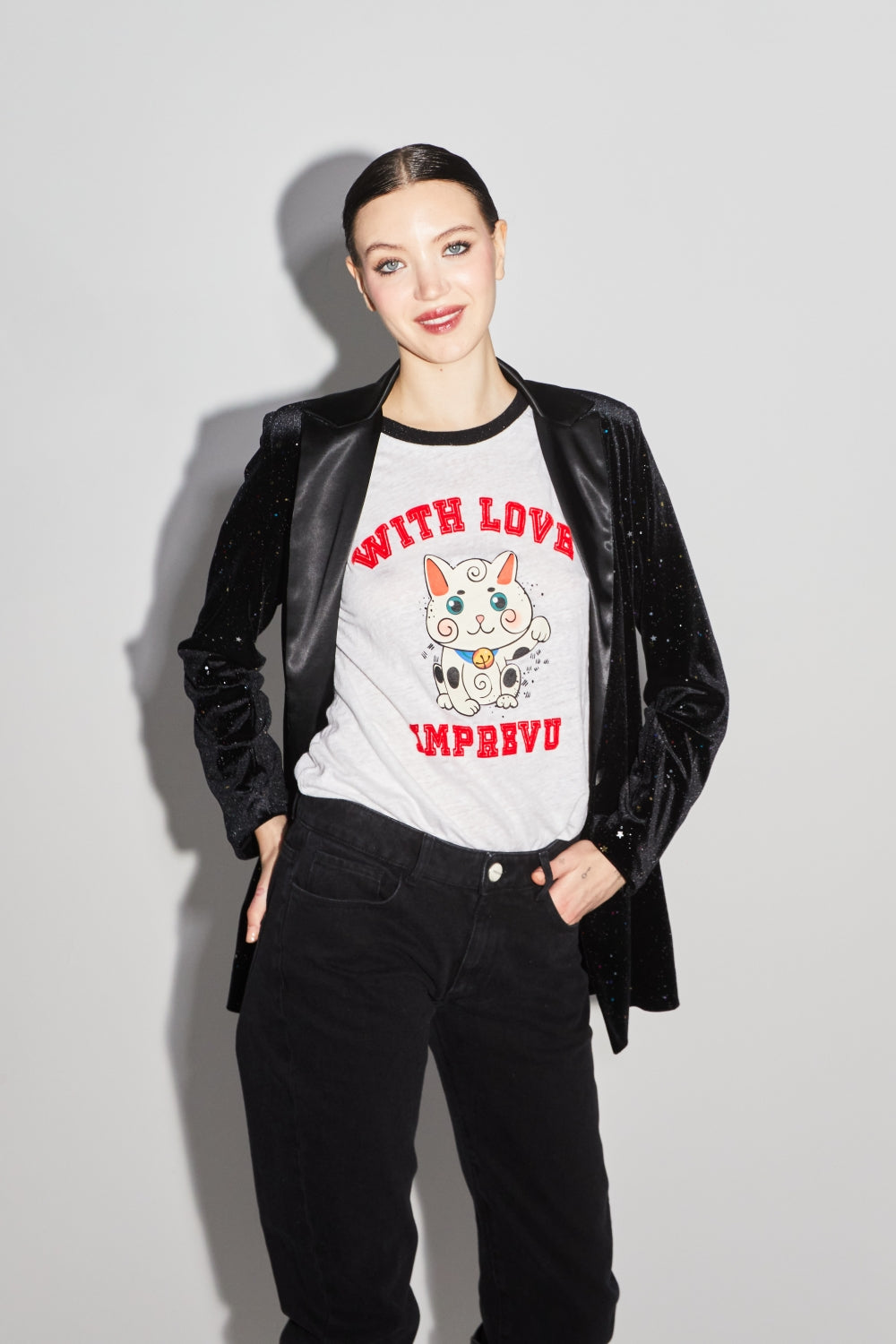 Tshirt Fred Lucky Cat - Blanc