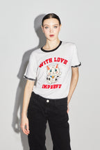 Tshirt Fred Lucky Cat - Blanc