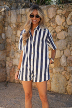 Cyrielle Striped Playsuit - Blue