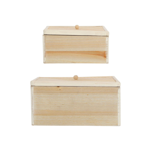Juego De 2 Cajas - Arena Azul - Pino + Mdf + Rattan - Natural