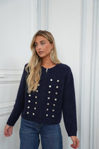 Strickjacke mit Reißverschluss Ben – Marineblau