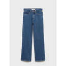 Jeans Rectos con Detalles en Contraste - Azul Oscuro