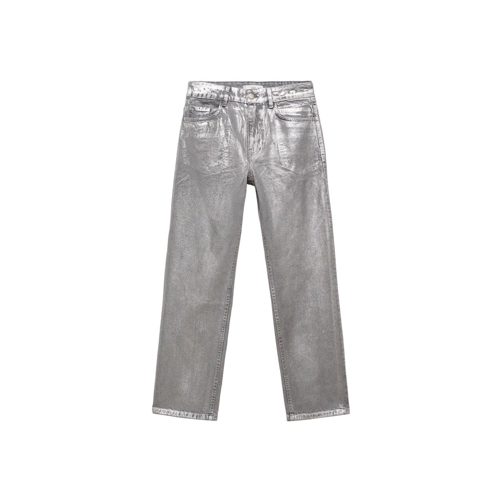 Foil Silver Straight-Leg Jeans