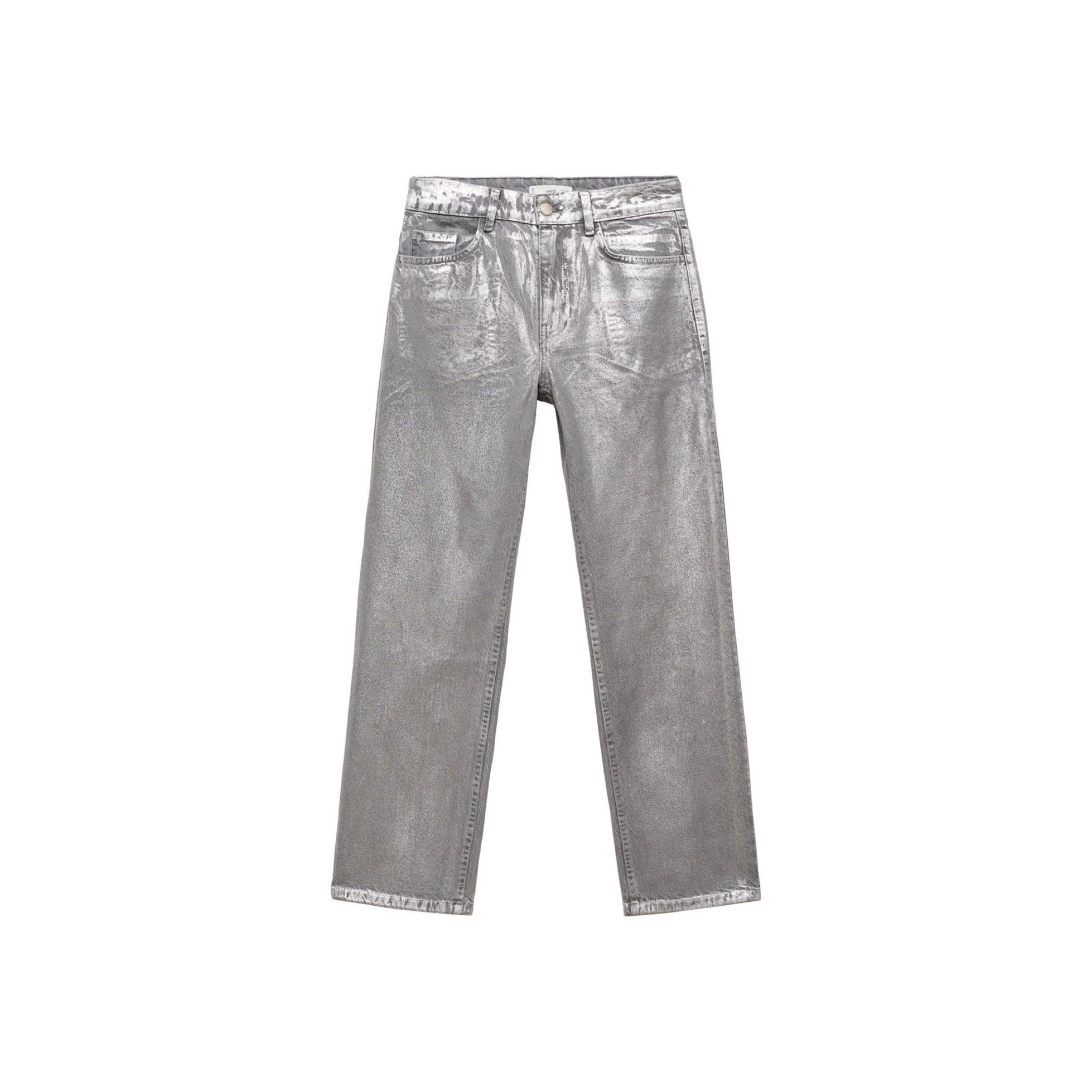Foil Silver Straight-Leg Jeans