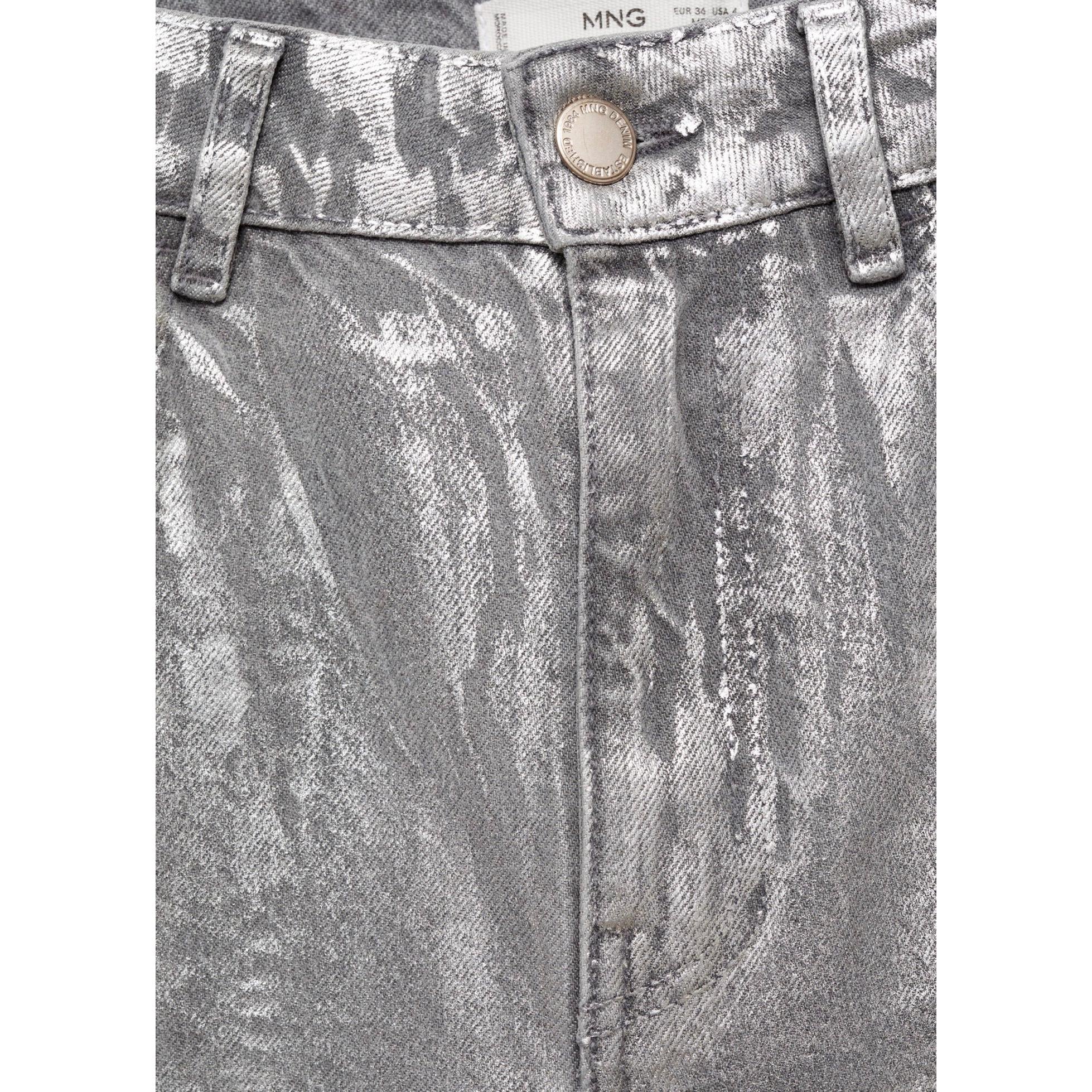 Foil Silver Straight-Leg Jeans