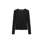 Semi-Transparent Lurex T-Shirt - Black