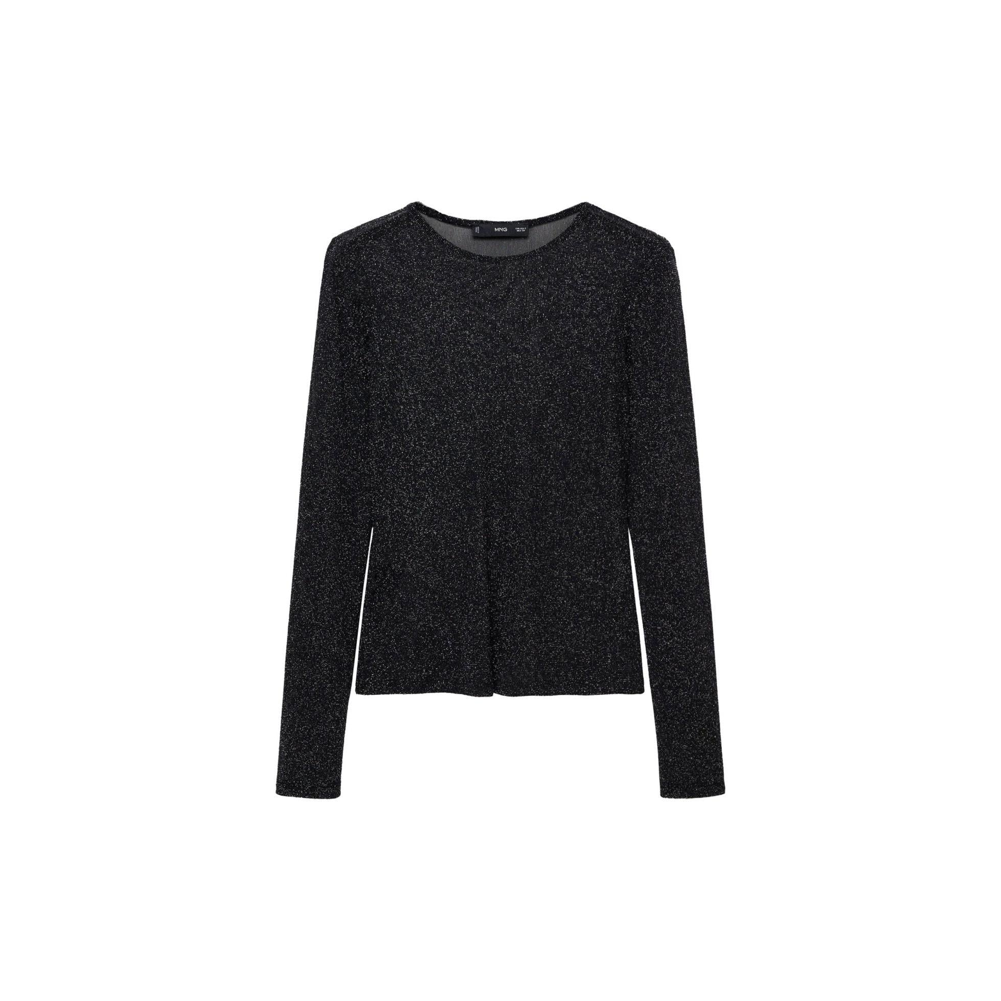 Semi-Transparent Lurex T-Shirt - Black
