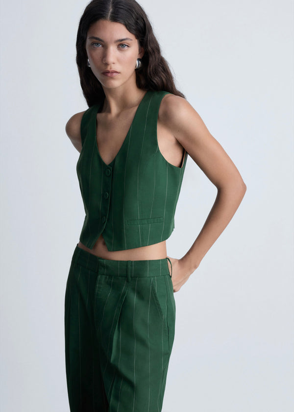 Gilet De Costume À Fines Rayures