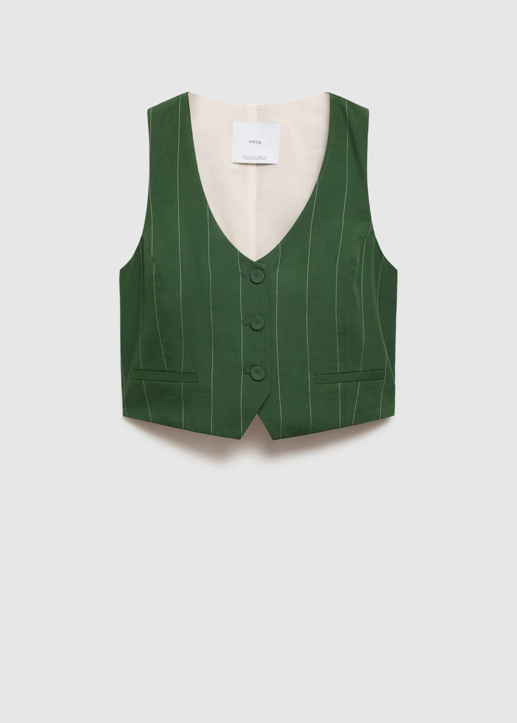 Gilet De Costume À Fines Rayures - Green