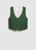 Gilet De Costume À Fines Rayures - Green