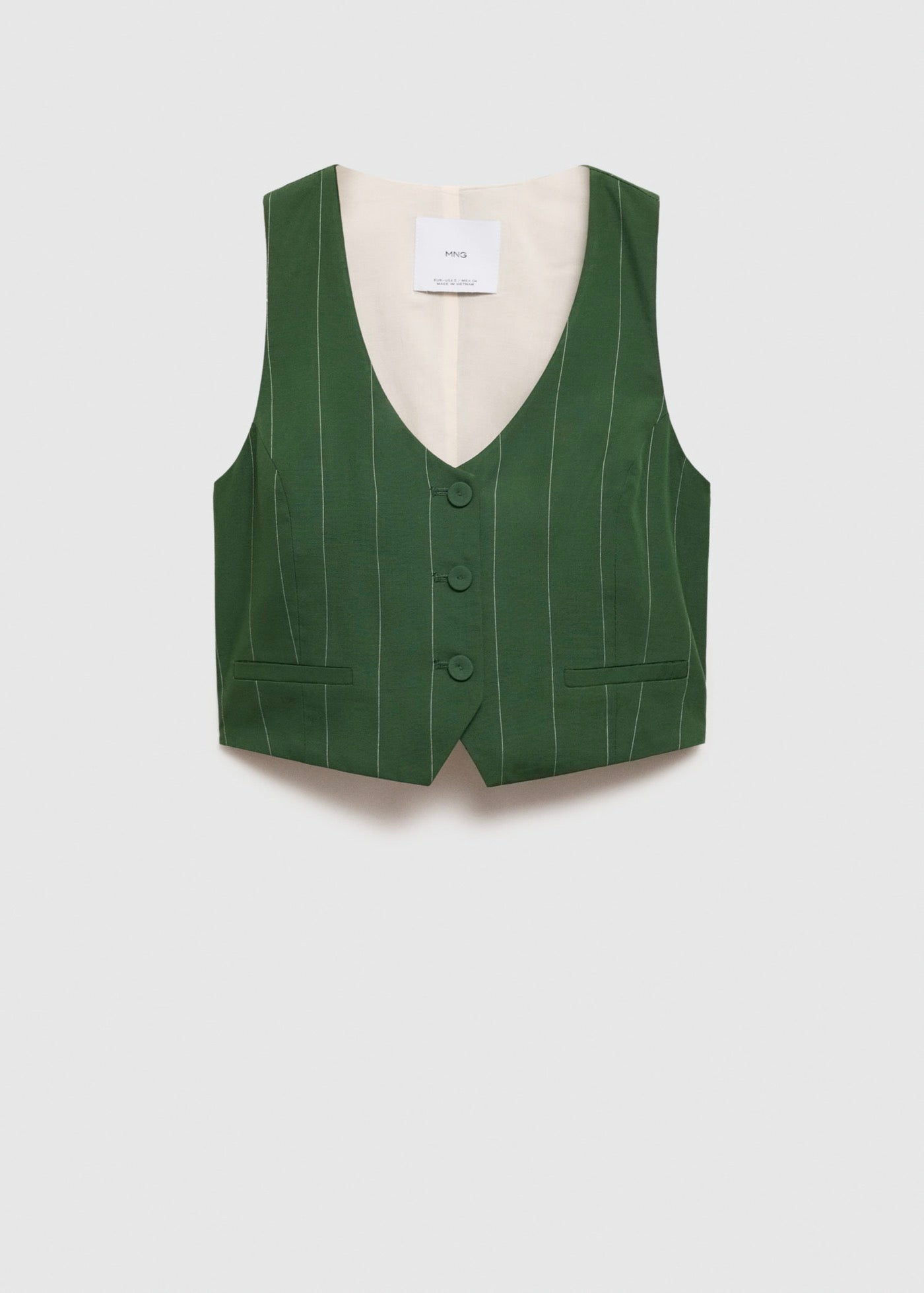 Gilet De Costume À Fines Rayures - Green