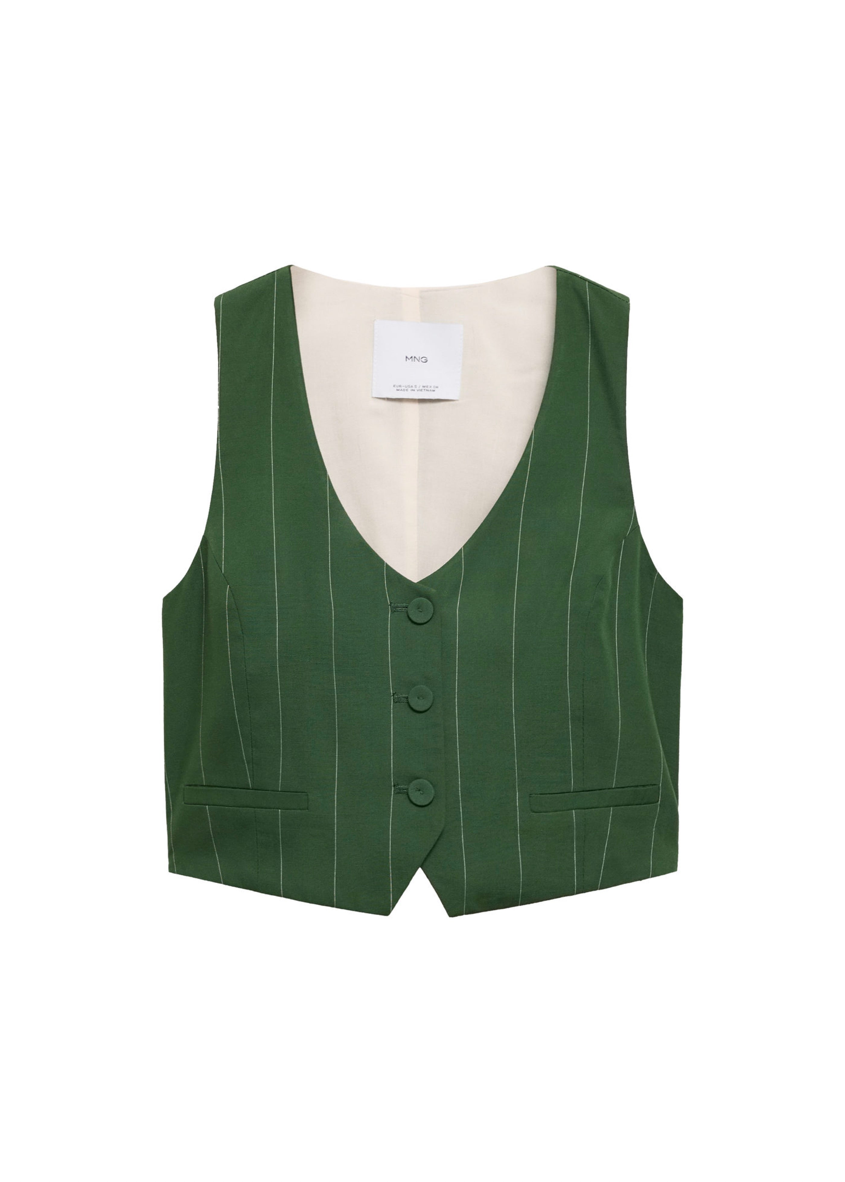 Gilet De Costume À Fines Rayures - Green