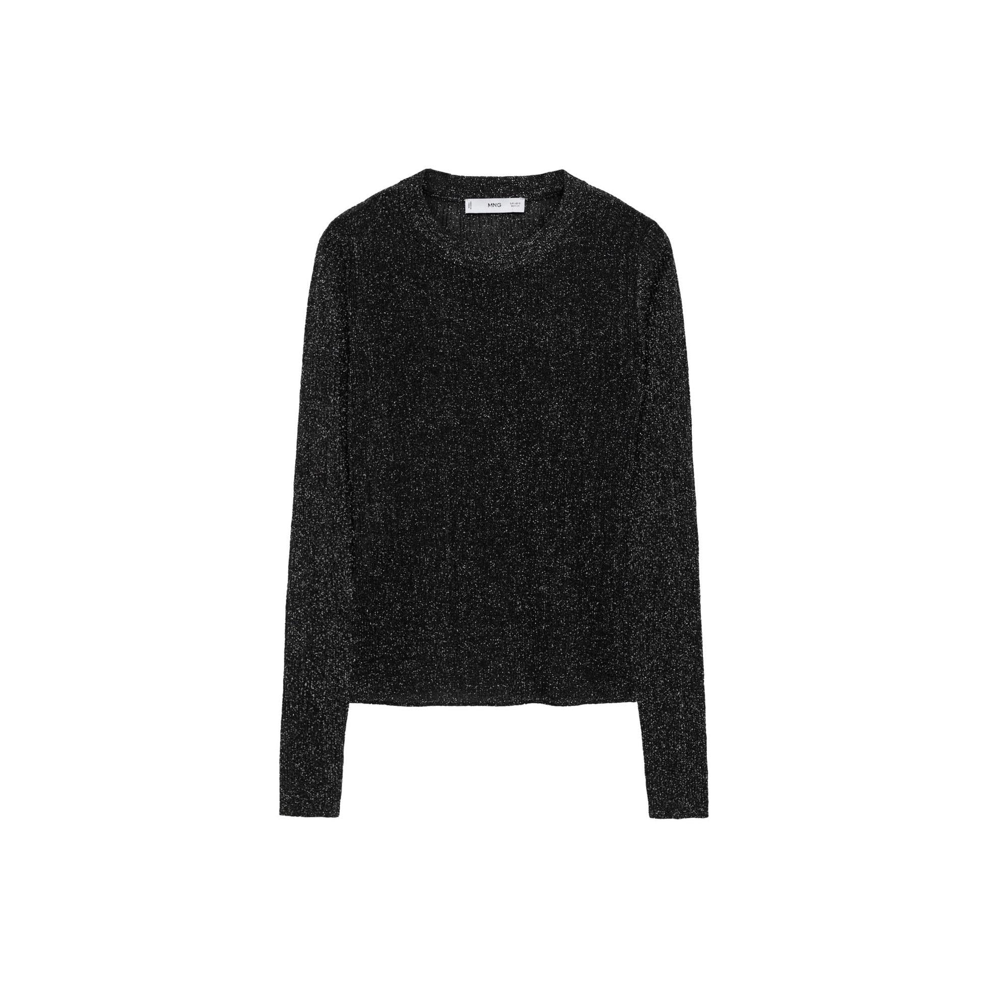Lurex Round-Neck Jumper - Black