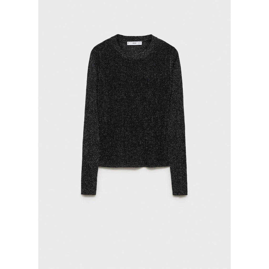 Lurex Round-Neck Jumper - Black