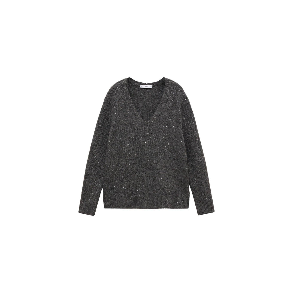 V-Neck Sequin Jumper - Charcoal