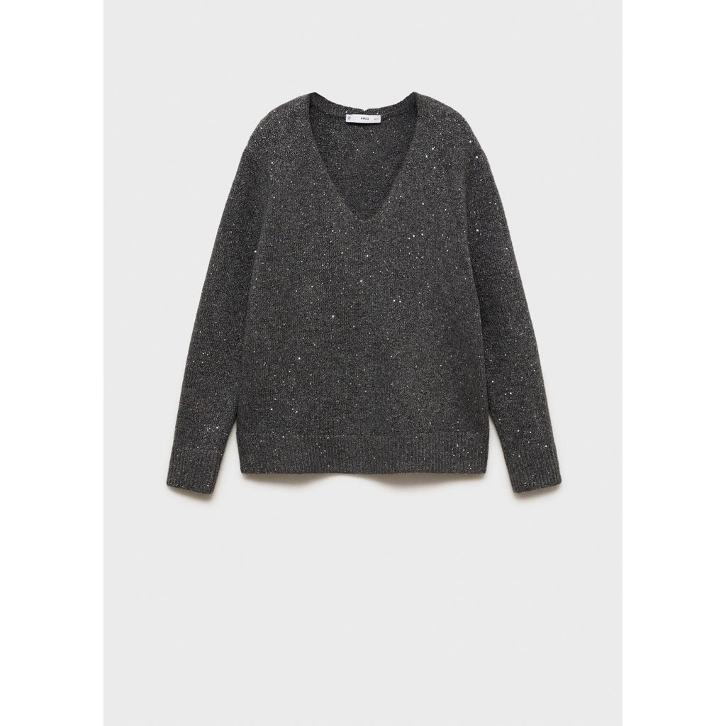 V-Neck Sequin Jumper - Charcoal
