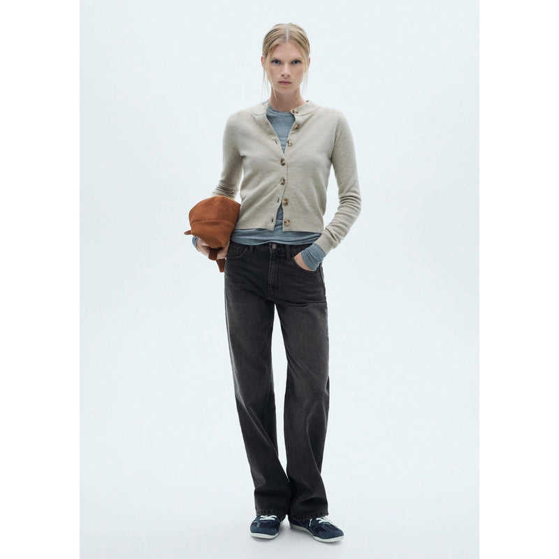 Normal Waist Straight Jeans - Black Denim