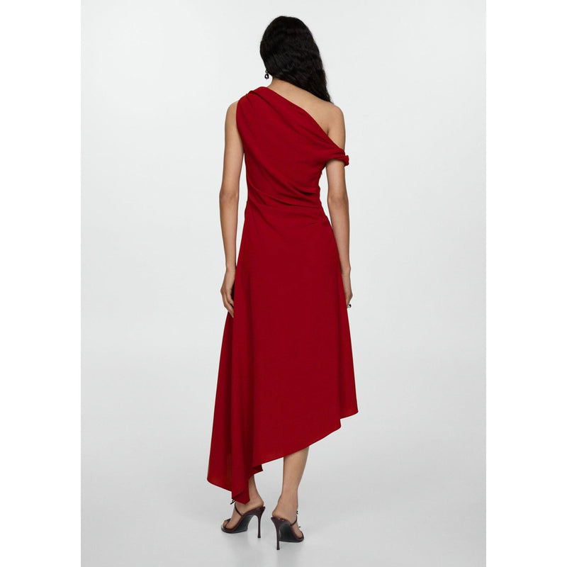 Robe Asymétrique Froncée - Red