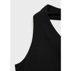 Asymmetric Crew Neck Top - Black