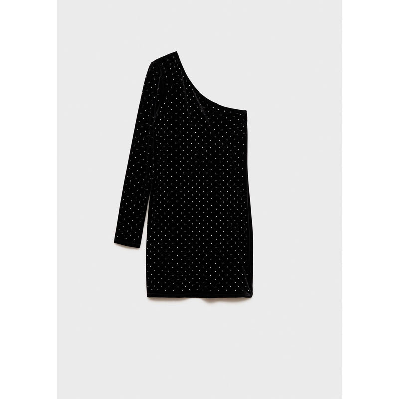 Robe Asymétrique Strass - Black