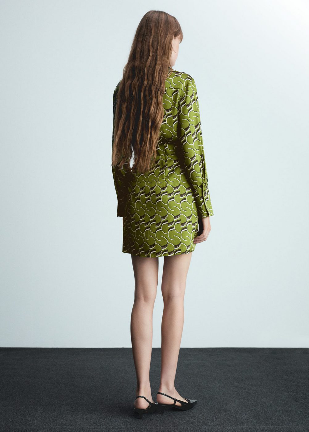 Robe Satinée Imprimée - Green