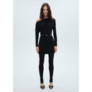 Robe Asymétrique Ceinture - Black