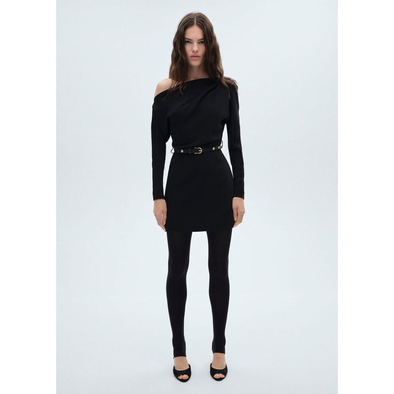 Robe Asymétrique Ceinture - Black