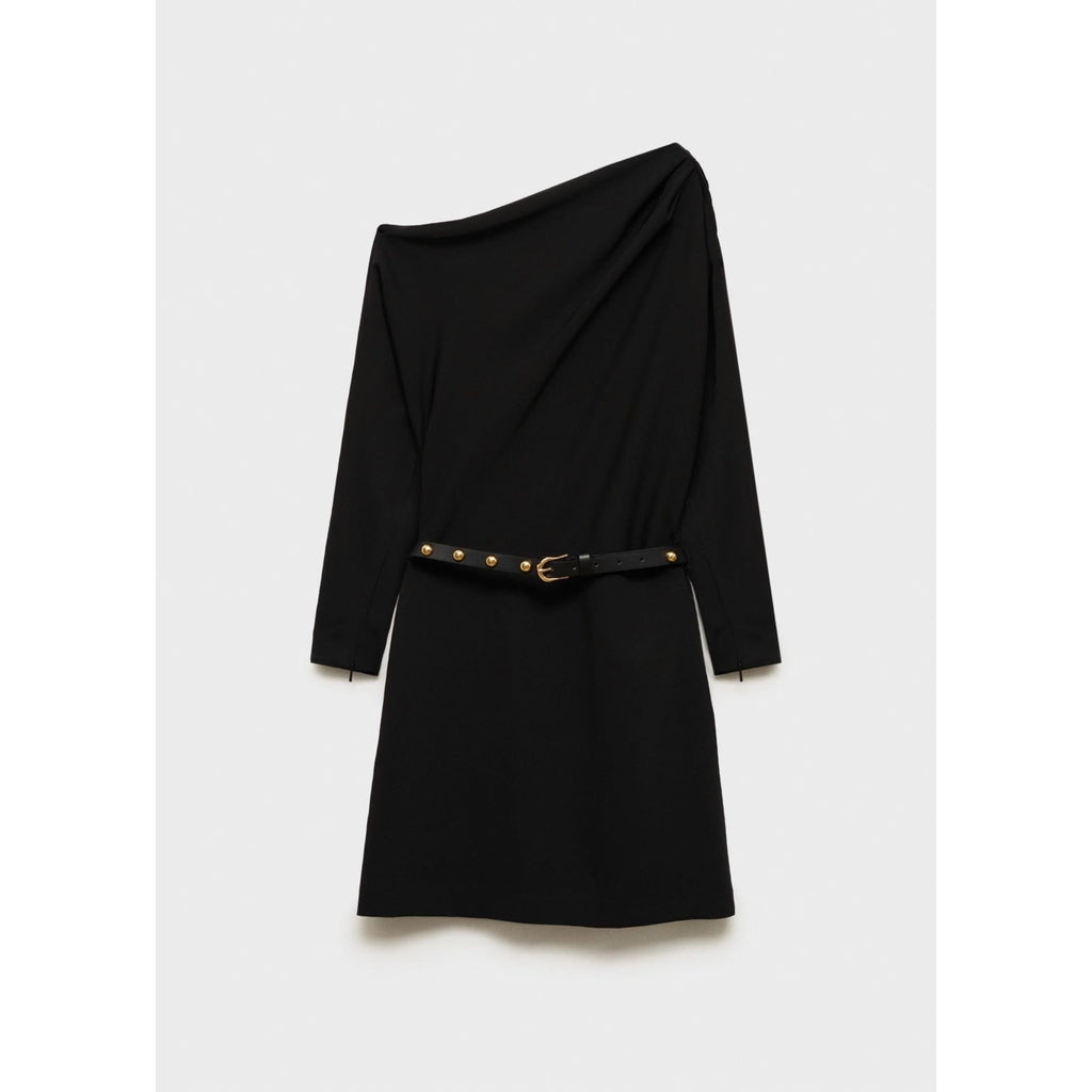 Robe Asymétrique Ceinture - Black