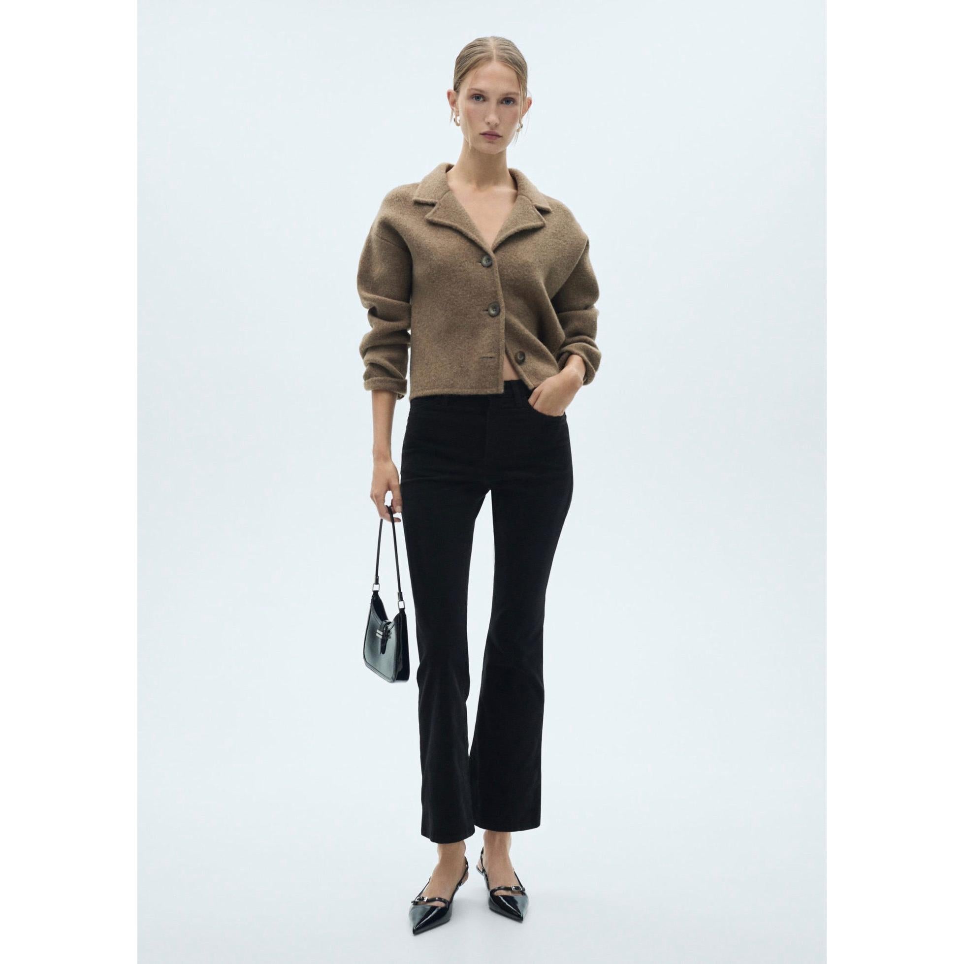 Jean Sienna Flare Crop Corduroy - Black Denim