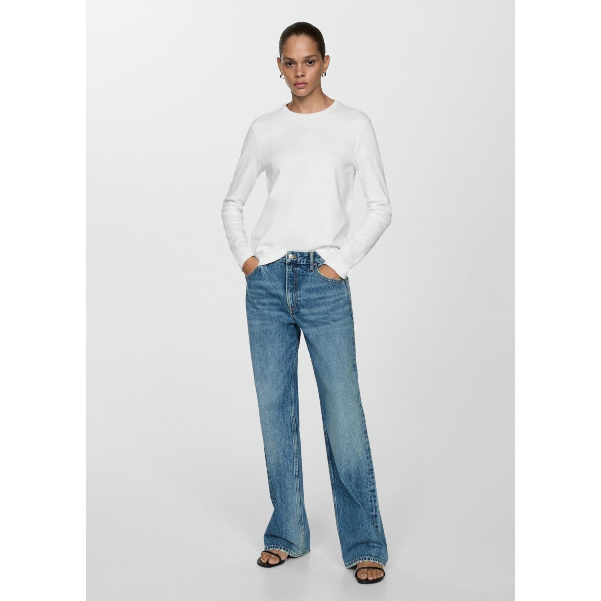 T-Shirt Coton Manches Longues - White