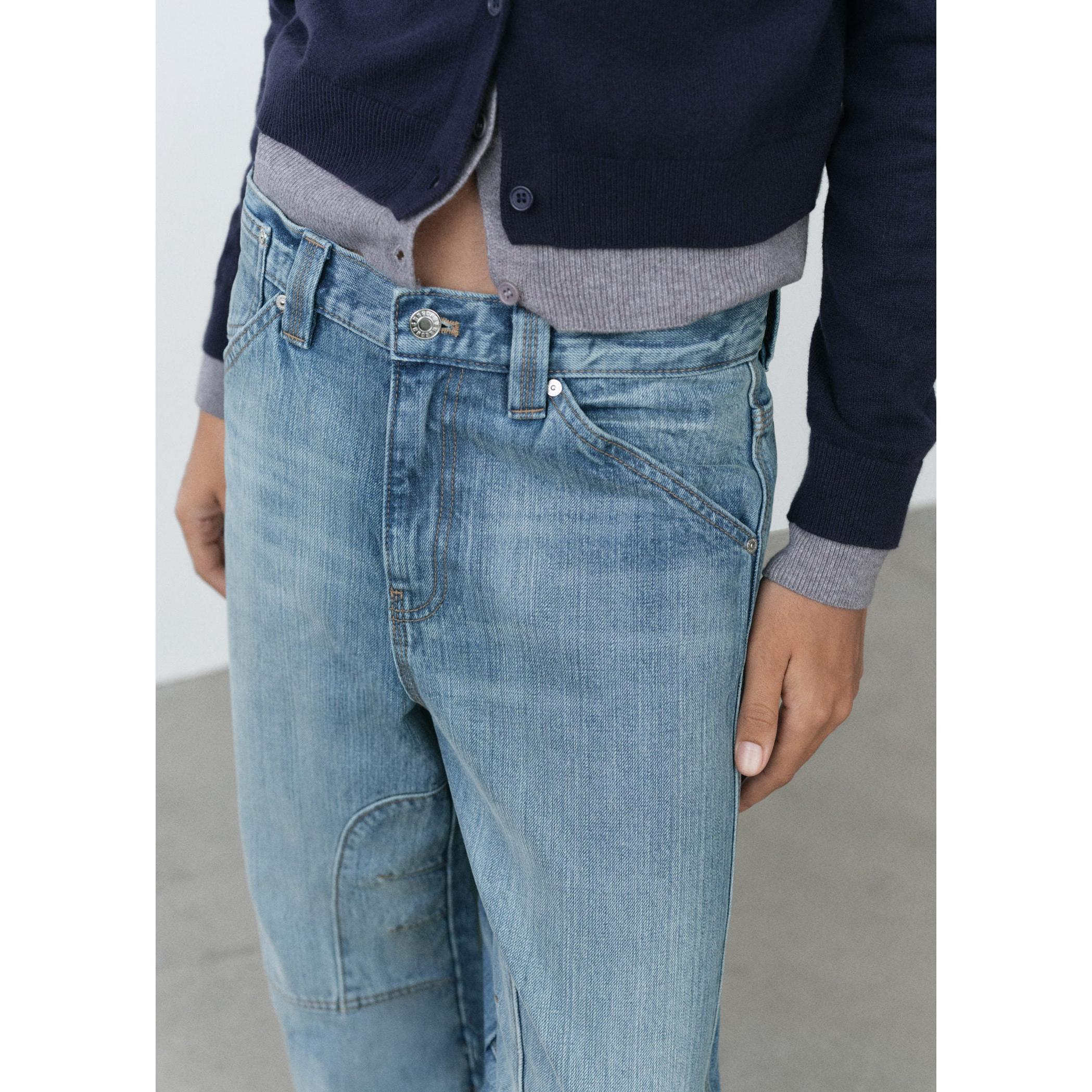Jean Wideleg Coutures Décoratives - Blue