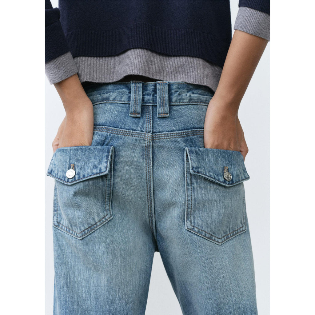 Jean Wideleg Coutures Décoratives - Blue