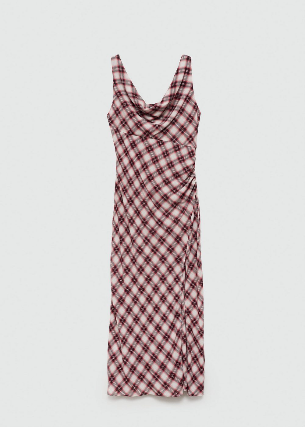 Brown Check Print Midi Dress