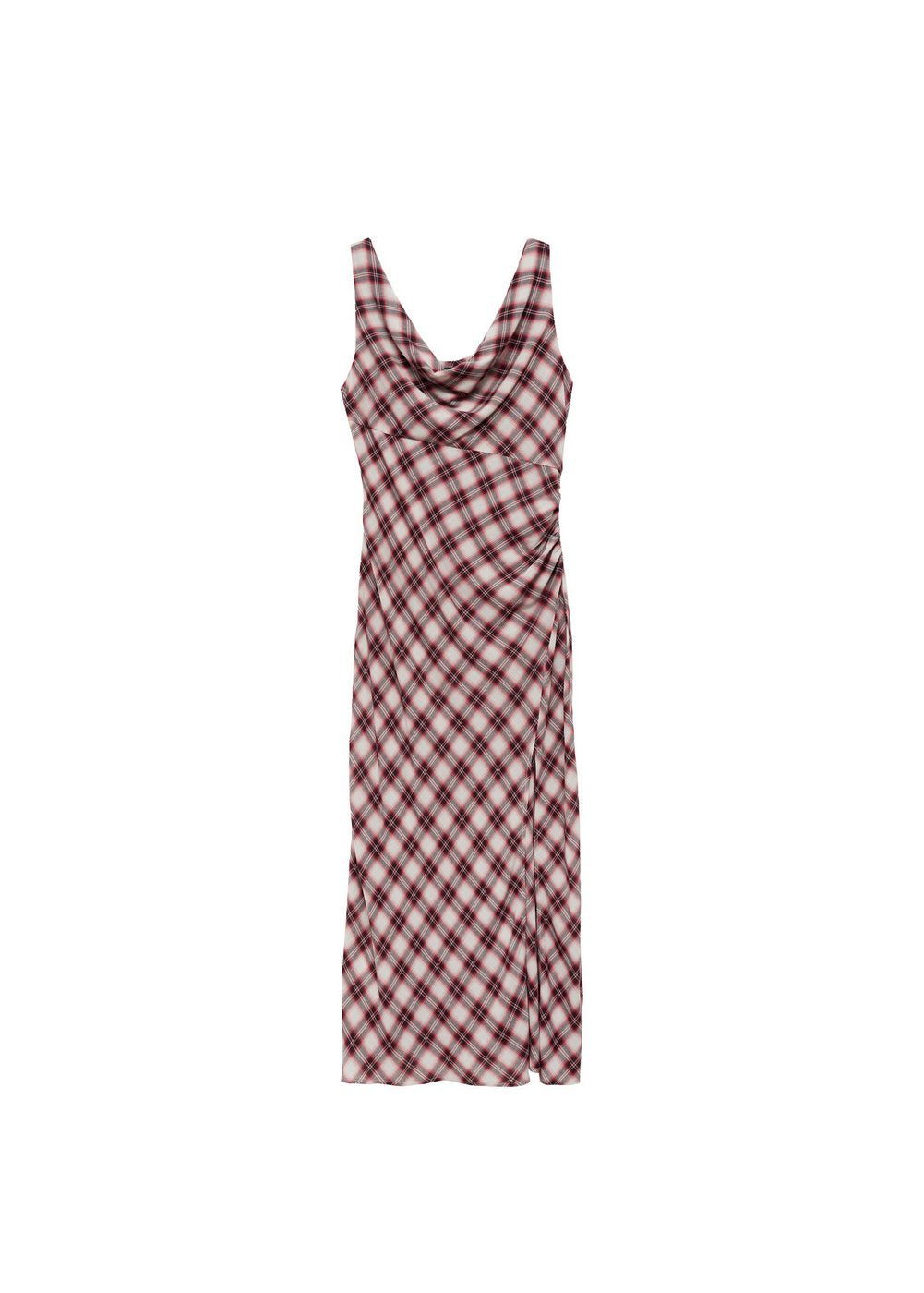 Brown Check Print Midi Dress