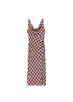 Brown Check Print Midi Dress