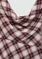 Brown Check Print Midi Dress