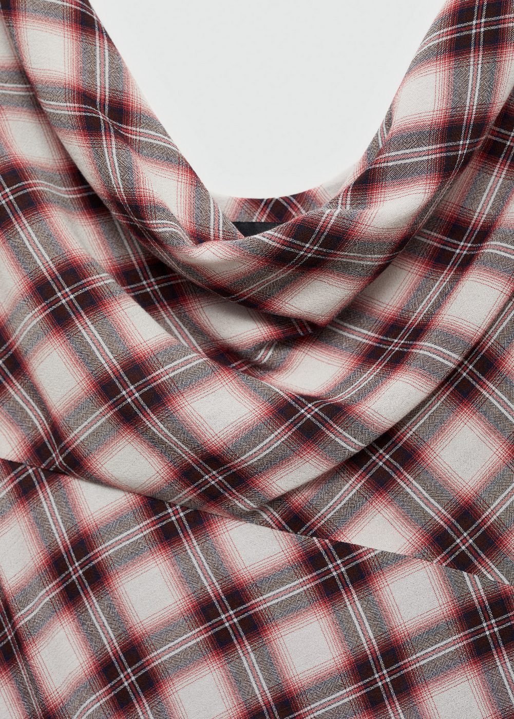 Brown Check Print Midi Dress