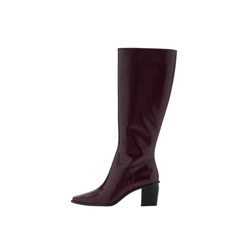 Leather Boots With Zip - Burgundy