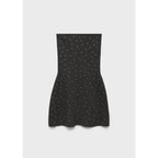 Knit Dress with Rhinestone Detail - Grey