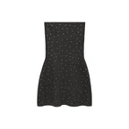 Knit Dress with Rhinestone Detail - Grey