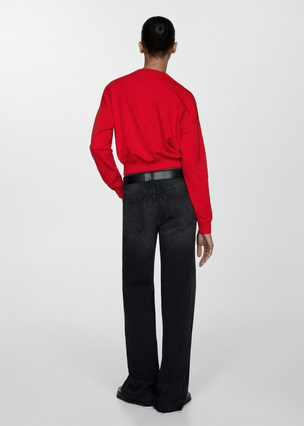 Round-Neck Cotton Sweatshirt - Red