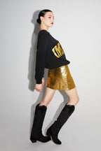 Mini Jupe StelEffet Cuir Métallisé Gold - Doré