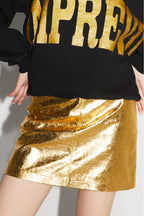 Mini Jupe StelEffet Cuir Métallisé Gold - Doré