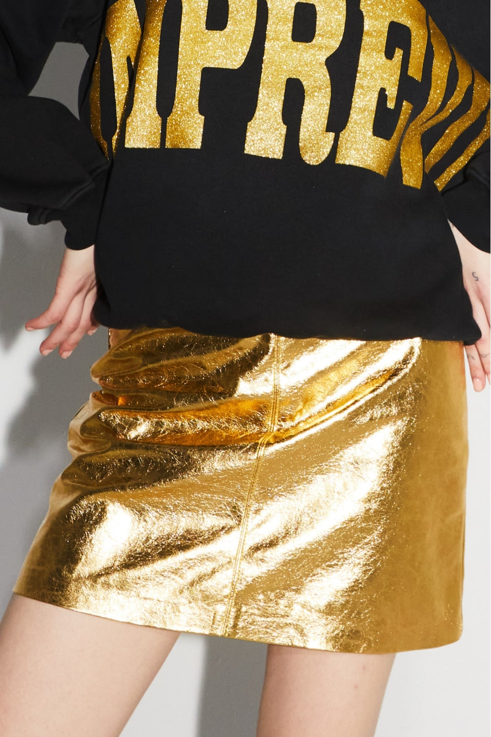 Mini Jupe StelEffet Cuir Métallisé Gold - Doré