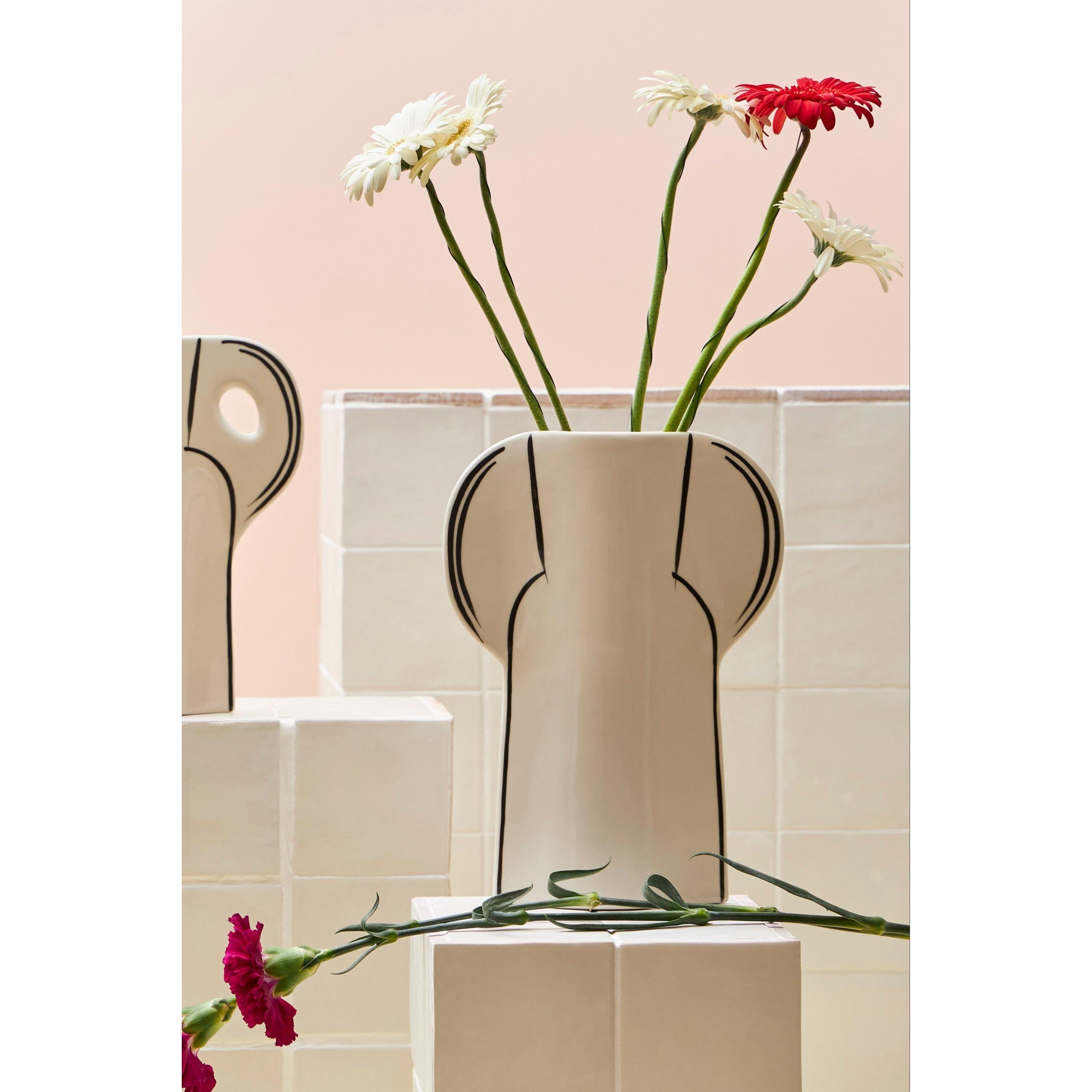 Vase - Lumi - Stoneware - Ecru + Black