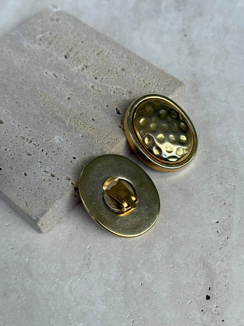 Pendientes Vintage - Ovalados Martillados Dorados
