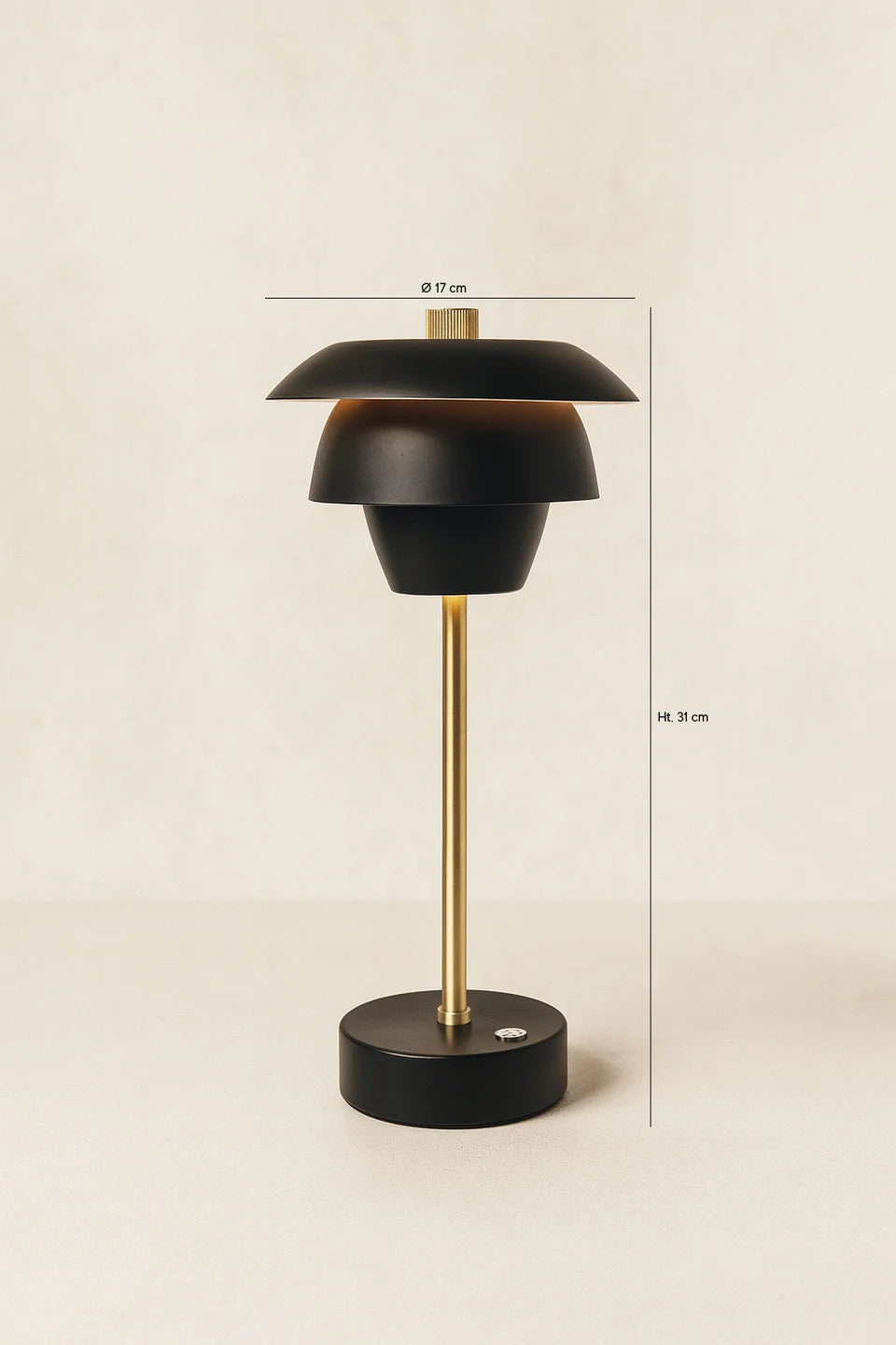 Moxy - Lampe A Poser Design Rechargeable - Noir Et Doré