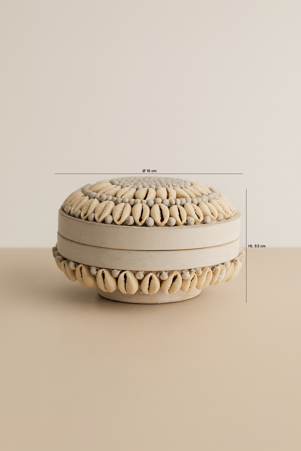 Caja De Bambú Koloa Decorada Con Conchas - Blanco