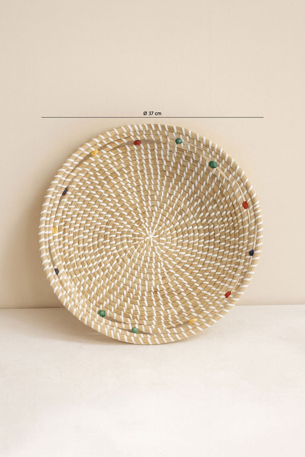 Milos - Cesta Decorativa De Algas Marinas Y Cuentas De Madera