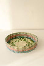 Paros Round Tray - Seagrass and Mother-of-Pearl